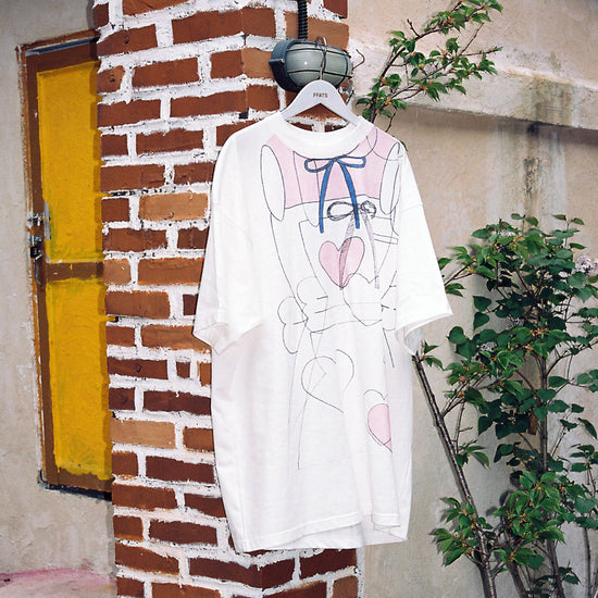 Nice Ghost Club Mimichan FFATS Pink Heart Big Big Tee [White]