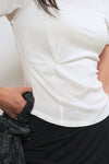 General Idea WOMAN Acetate Twist Short Sleeve T-Shirt [WHITE]