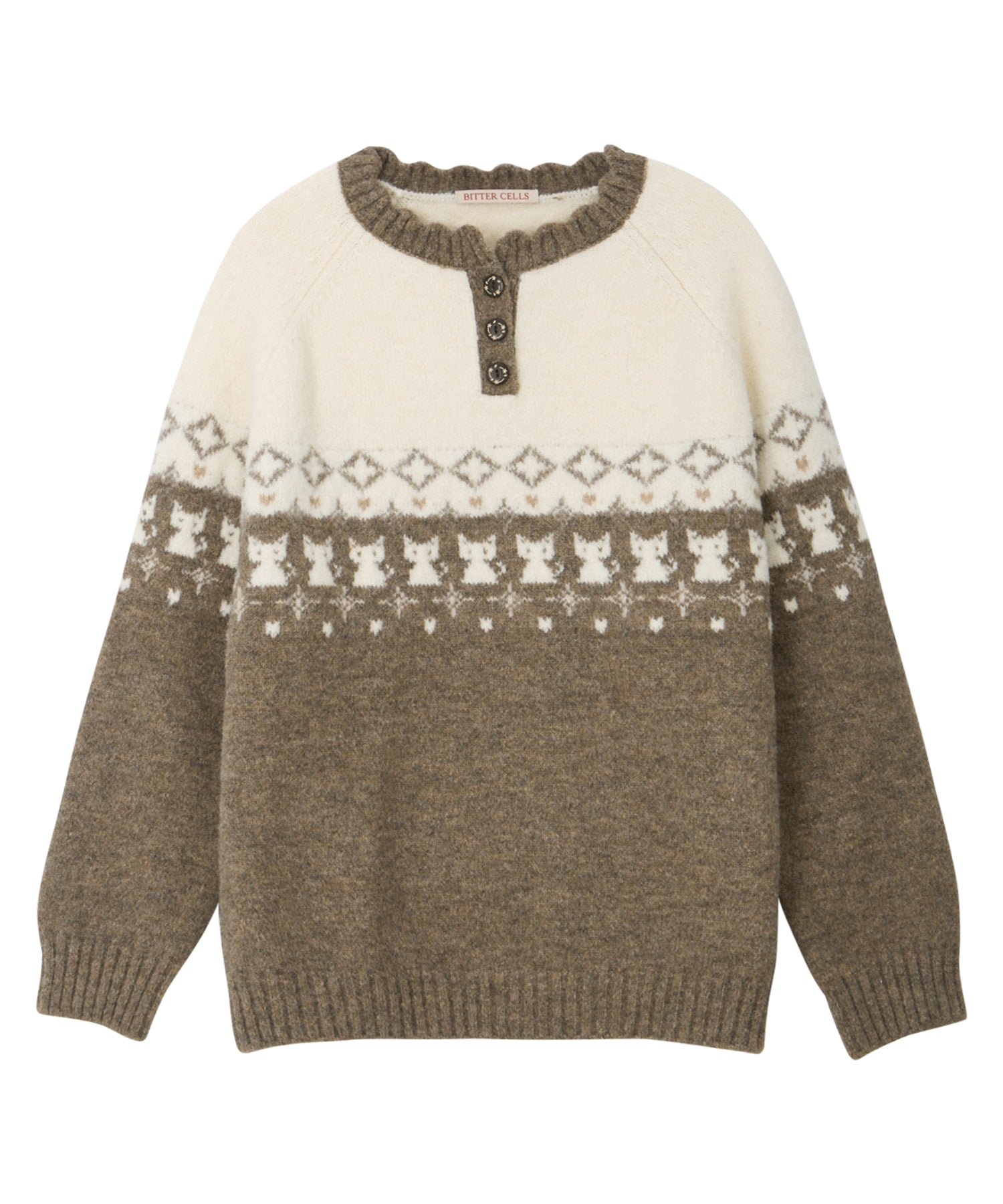 Bitter Cells Cherish Cat Sweater-Mocha