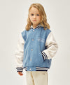 Marithé François Girbaud Kids Detachable Hood Denim Varsity Jacket Blue