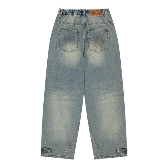 Mahagrid Solar Embroidery Denim Pants [Blue]