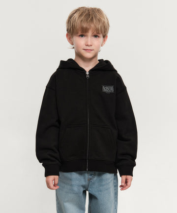 Marithé François Girbaud Kids Big Classic Logo Hoodie Zip-Up Black