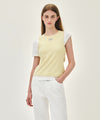 Marithé François Girbaud W SMALL CLASSIC LOGO ONE SHOULDER LAYERED TEE ivory
