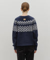 Marithé François Girbaud Fair Isle Crew Neck Knit Pullover Navy