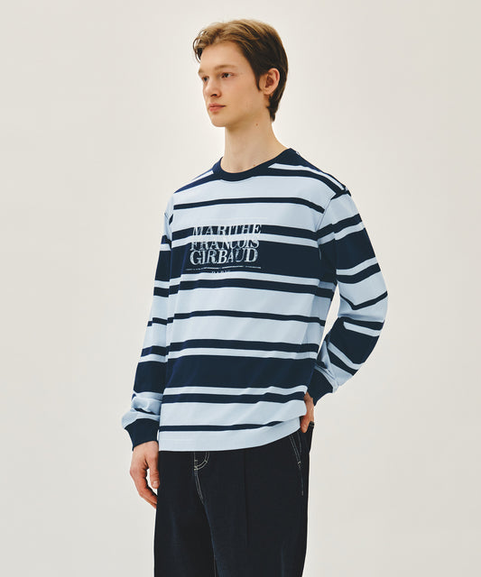 Marithé François Girbaud CRACK CLASSIC LOGO LONG SLEEVE TEE stripe