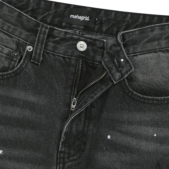 Mahagrid Star Flared Denim Pants [Black]