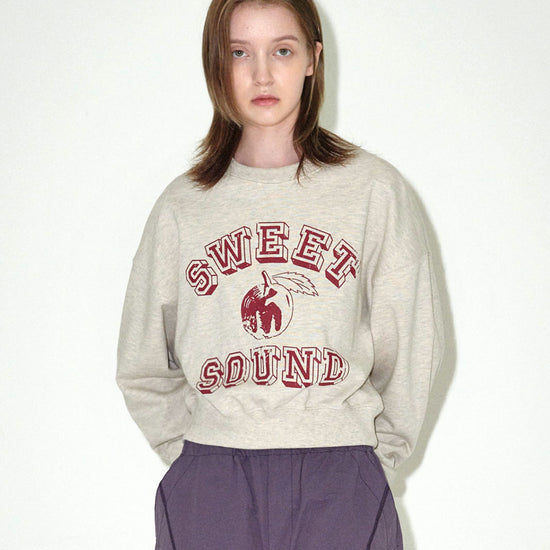 Mahagrid Sweet Sound Crop Sweatshirt [Oatmeal]