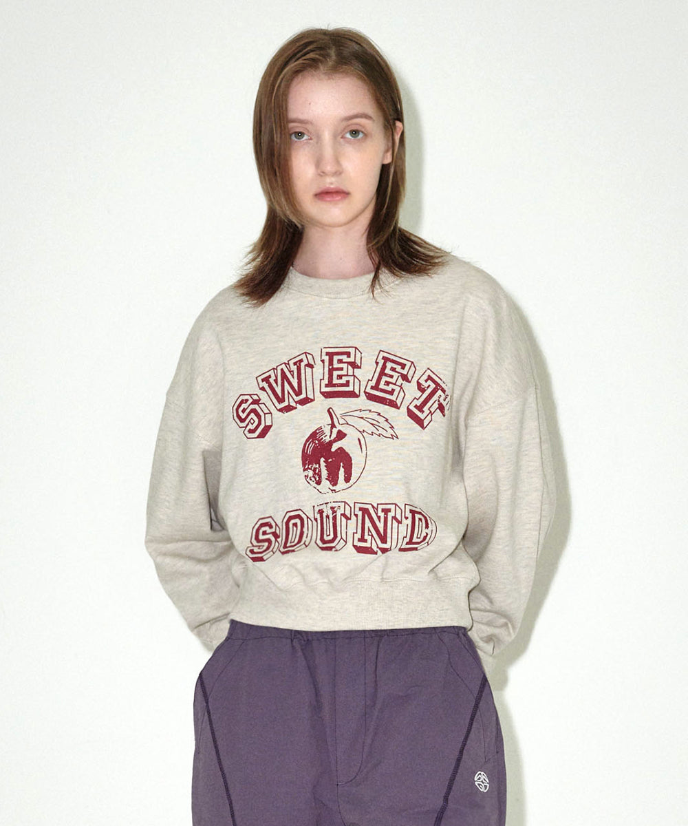Mahagrid Sweet Sound Crop Sweatshirt [Oatmeal]