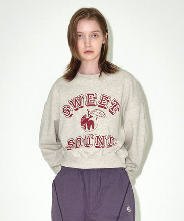 Mahagrid Sweet Sound Crop Sweatshirt [Oatmeal]