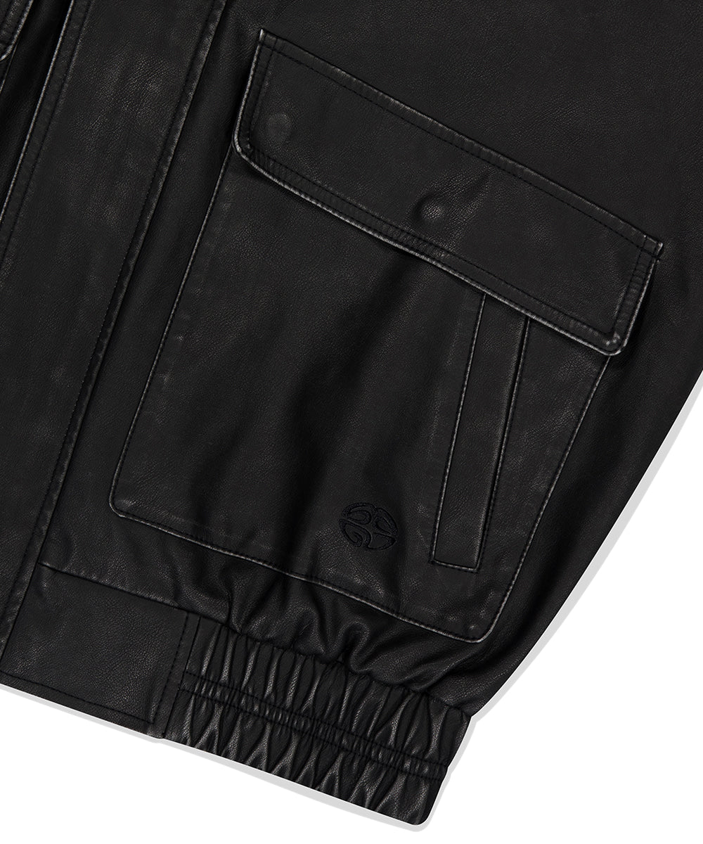 Mahagrid Washed Faux Leather Blouson