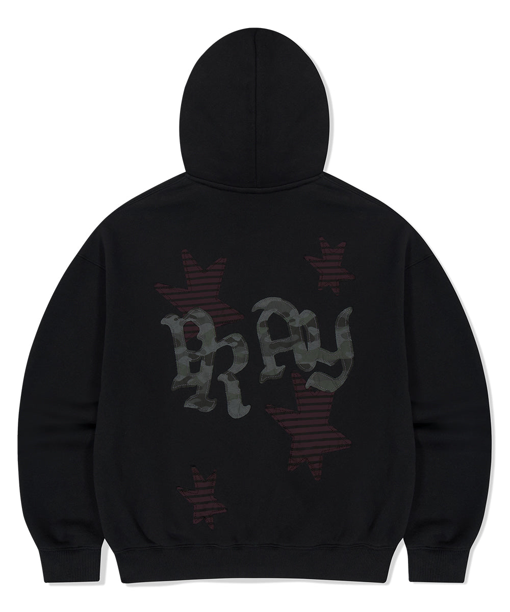Mahagrid Pray Applique Zip Up Hoodie