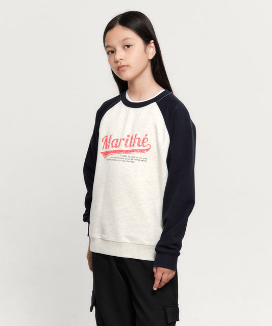 Marithé François Girbaud Kids Vintage Baseball Raglan Sweatshirt Dark Navy