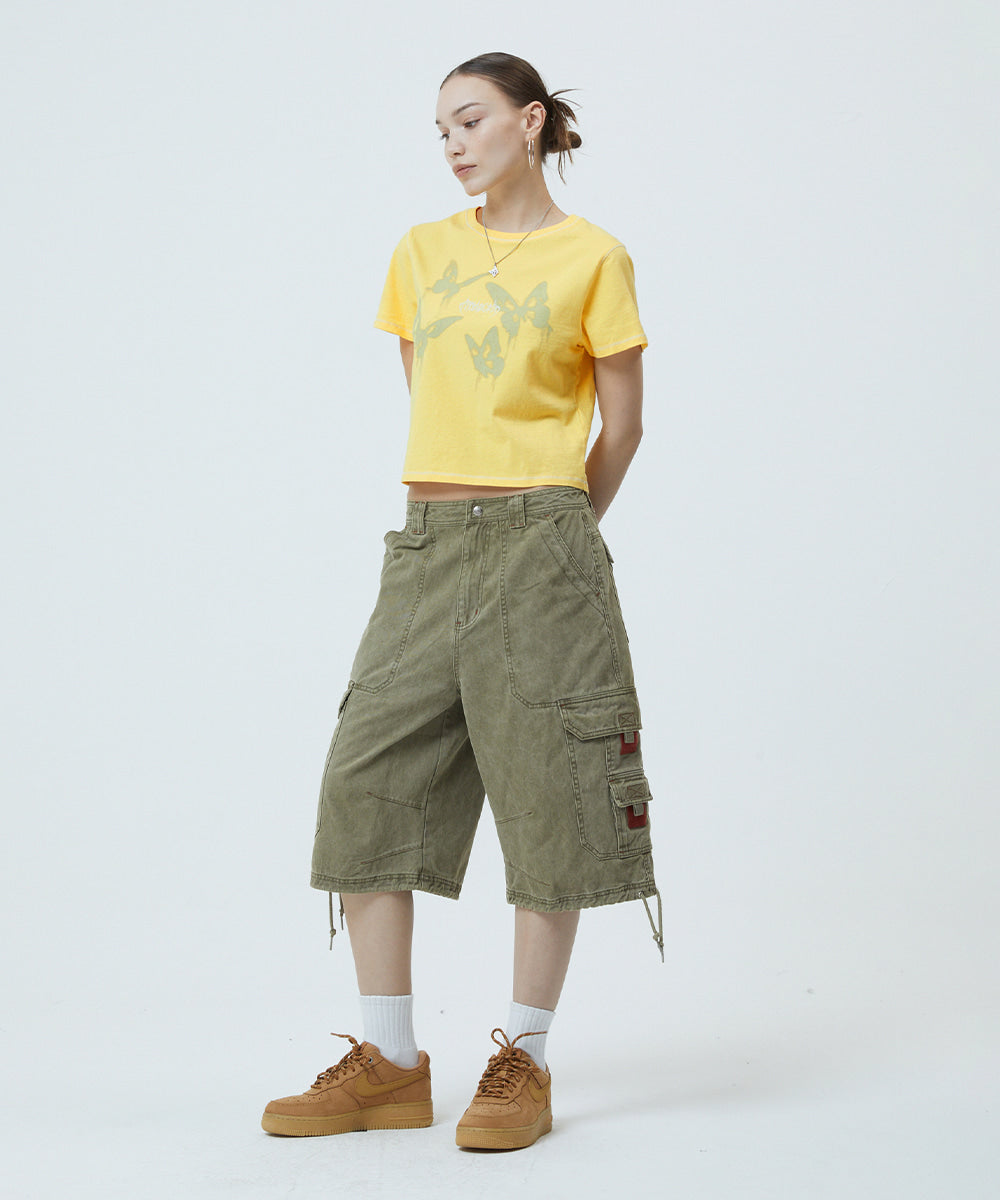Mahagrid Pigment Butterfly Goth Crop Tee