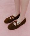 Marithé François Girbaud Women's Cross Banding Shearling Flat Shoes in Brown