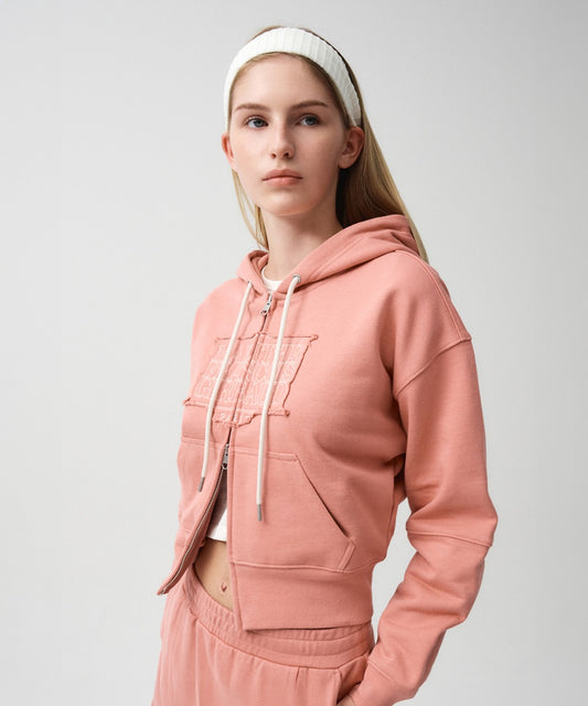 Marithé François Girbaud W Classic Logo Crop Hoodie Zip-Up