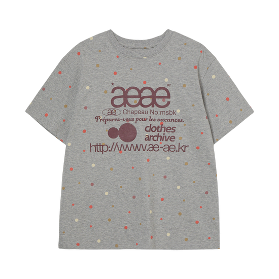 AEAE WEB LOGO COLOR DOT T-SHIRT IN MELANGE GREY