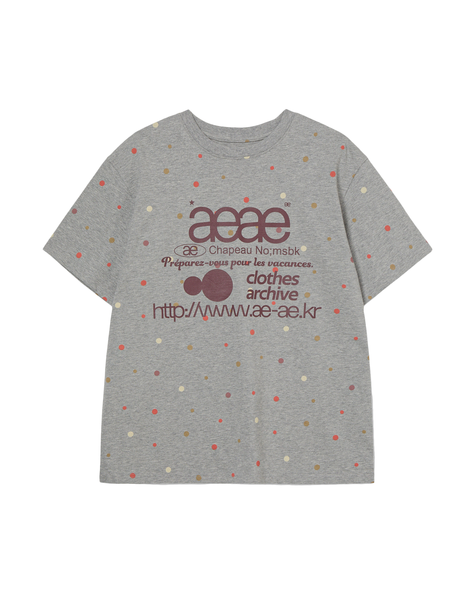 AEAE WEB LOGO COLOR DOT T-SHIRT IN MELANGE GREY