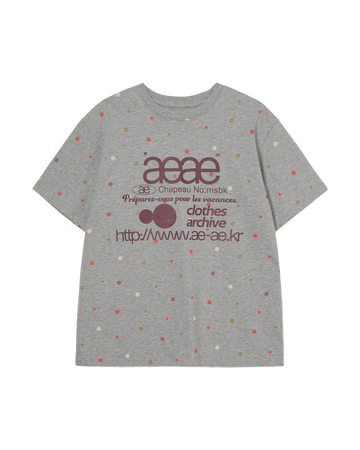 AEAE WEB LOGO COLOR DOT T-SHIRT IN MELANGE GREY