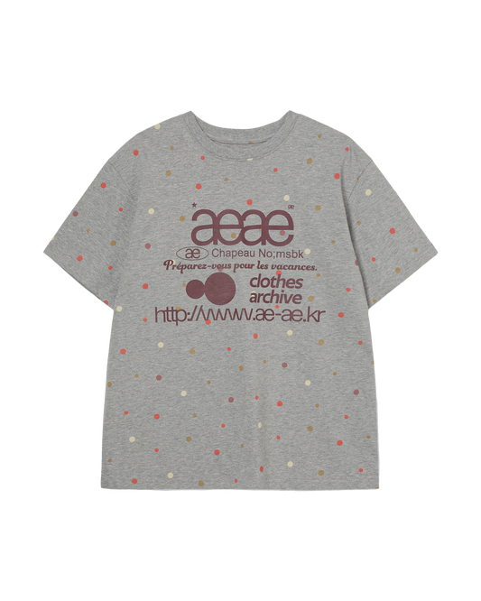 AEAE WEB LOGO COLOR DOT T-SHIRT IN MELANGE GREY