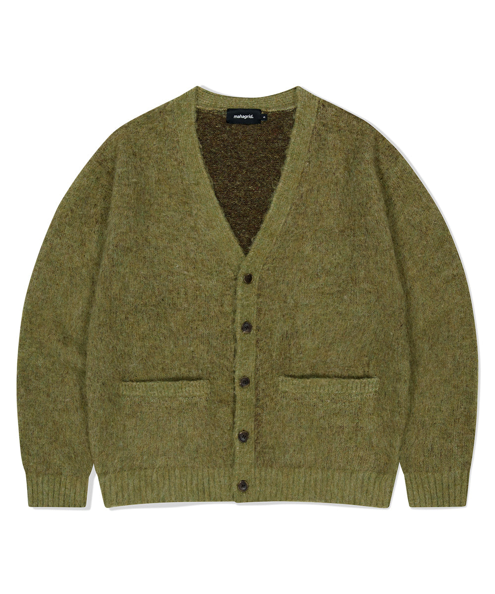 Mahagrid Mixed Hairy Knit Cardigan