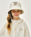 Marithé François Girbaud Kids Bear Embroidery Round Bucket Hat Light Blue