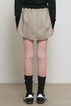 General Idea WOMAN Sheer Shirring Layered Banding Mini Skirt [ASH KHAKI]
