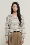 General Idea WOMAN Mix Stripe V-Neck Pullover
