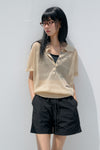 General Idea WOMAN Sheer Net Button Collar Half Knit