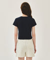 Marithé François Girbaud W SMALL LETTERING SLIM CROP TEE