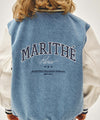Marithé François Girbaud Kids Detachable Hood Denim Varsity Jacket Blue