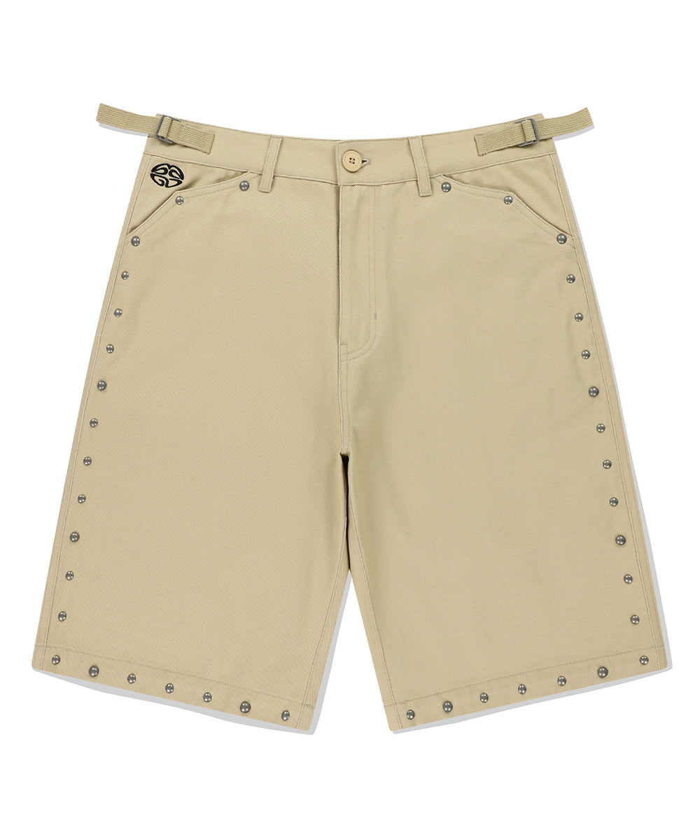 Mahagrid Stud Bermuda Chino Short in Beige