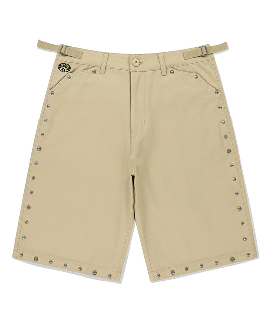Mahagrid Stud Bermuda Chino Short in Beige