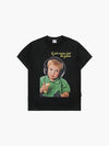 ADLV Headset Boy Lettering Baby Face Short Sleeve T-Shirt