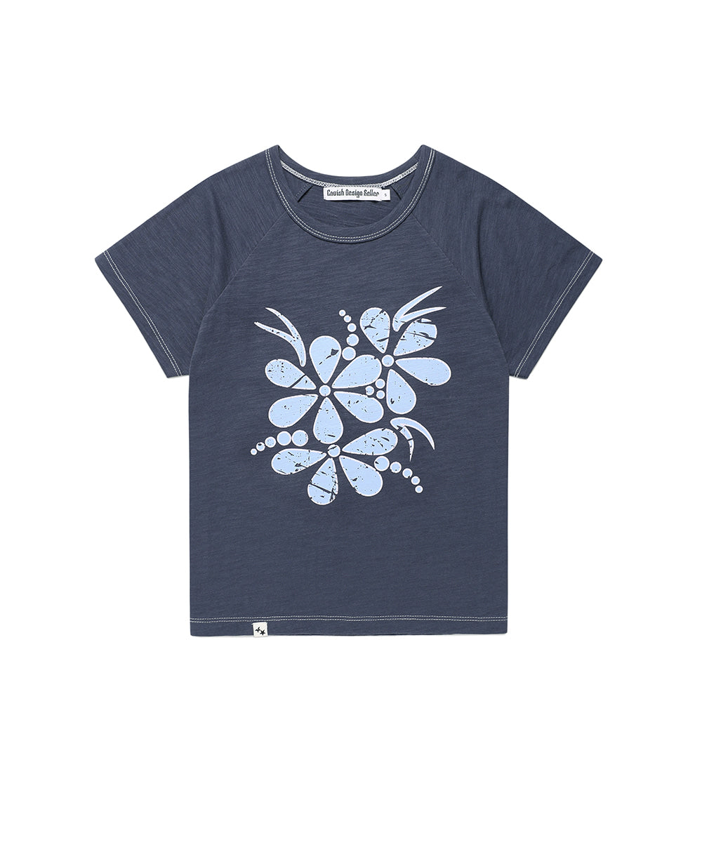 Cavish Vintage Flower Raglan Short Sleeve Tee