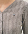 Marithé François Girbaud W V-NECK CROCHET KNIT CARDIGAN heather gray