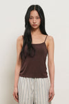 General Idea WOMAN Cap-Lined Backless Sleeveless Top [BROWN]