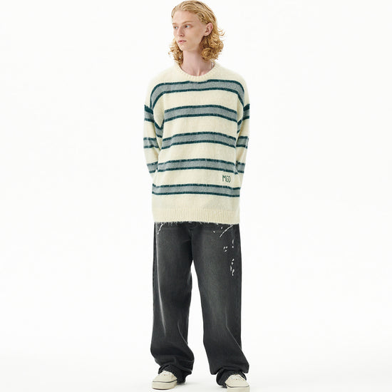 Mahagrid Hairy Stripe Knit Sweater