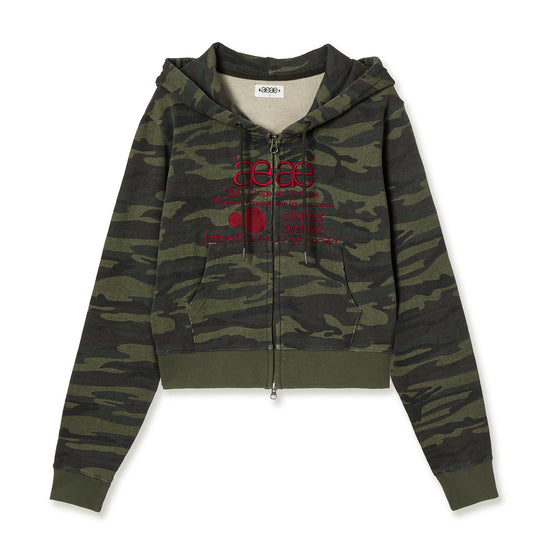 AEAE Web Logo Crop Hoodie Zip Up