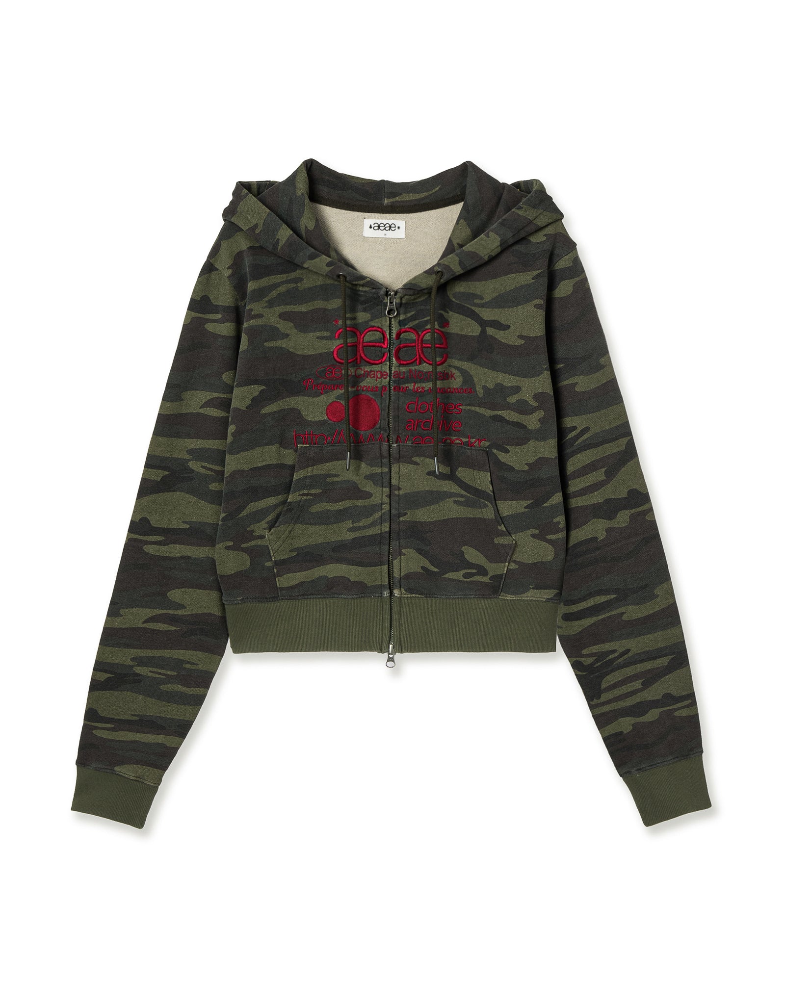 AEAE Web Logo Crop Hoodie Zip Up