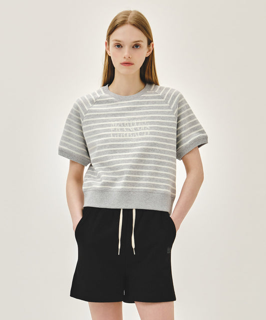 Marithé François Girbaud W VINTAGE CLASSIC LOGO HALF SWEATSHIRT melange gray