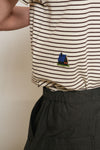 General Idea MAN Minimal Embroidery Stripe Short Sleeve T-Shirt [BROWN]