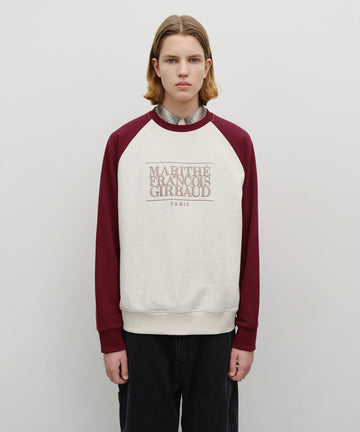 Marithé François Girbaud Classic Logo Color Block Raglan Sweatshirt Burgundy