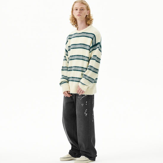 Mahagrid Hairy Stripe Knit Sweater