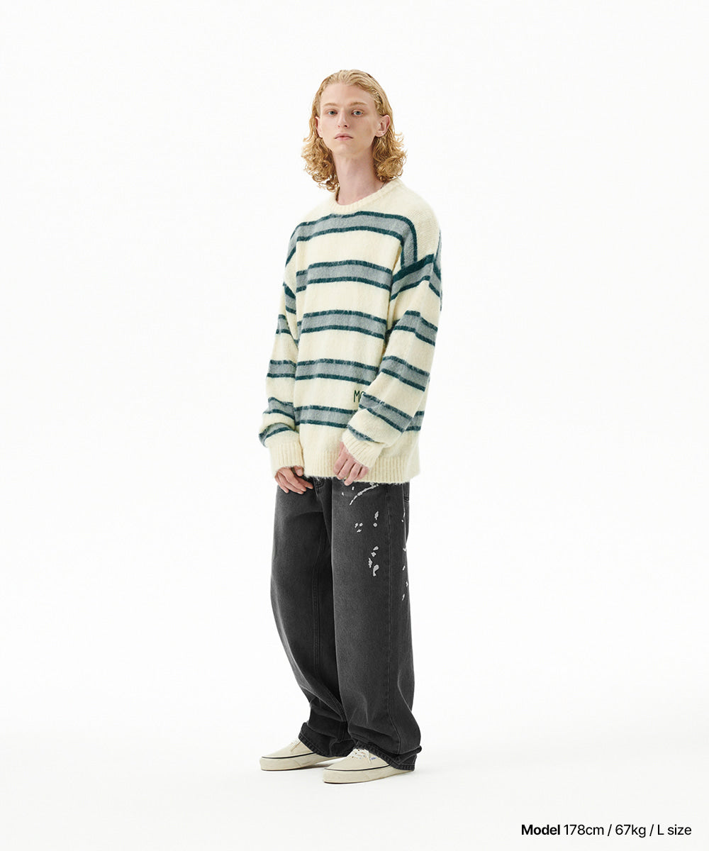 Mahagrid Hairy Stripe Knit Sweater