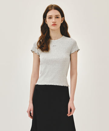 Marithé François Girbaud W RIB POINT TEE light heather gray