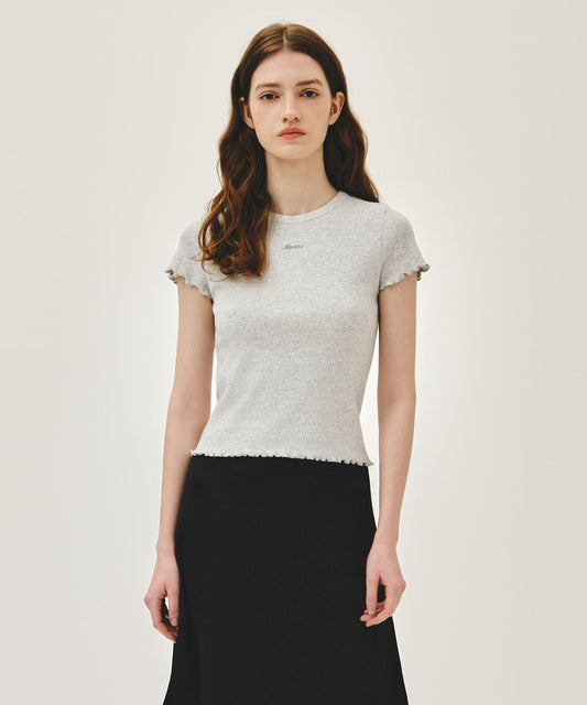 Marithé François Girbaud W RIB POINT TEE light heather gray