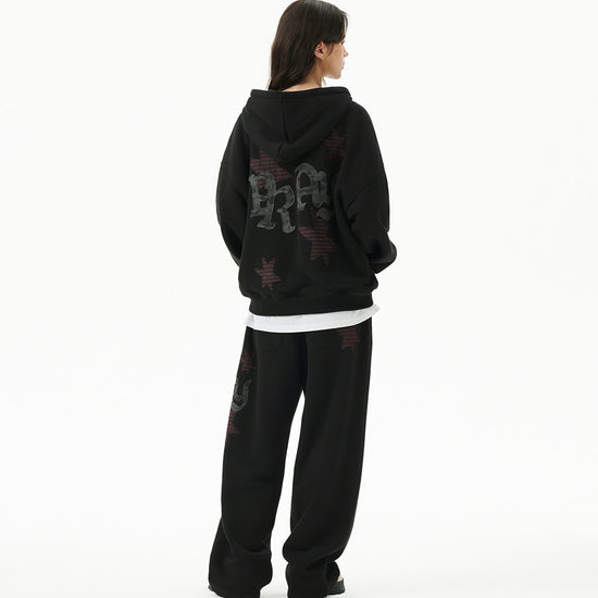 Mahagrid Pray Applique Zip Up Hoodie