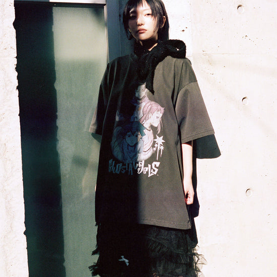 Nice Ghost Club Ghost Angels Poster Pigment Big Big Tee [Charcoal]