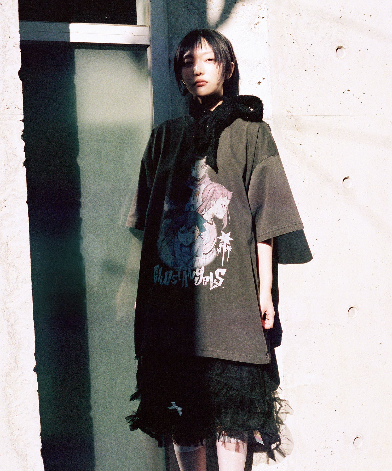 Nice Ghost Club Ghost Angels Poster Pigment Big Big Tee [Charcoal]