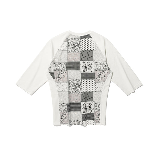 Nice Ghost Club Patchwork Quilted Printed 3/4 Sleeve Tee